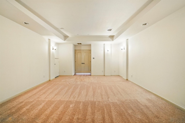 19014 Ridge Cove Ln, Cypress, TX 77433 - empty room with light colored carpet, baseboards, and a tray ceiling