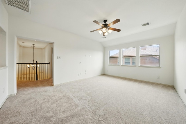 19014 Ridge Cove Ln, Cypress, TX 77433 - spare room with a chandelier, ceiling fan, and carpet floors