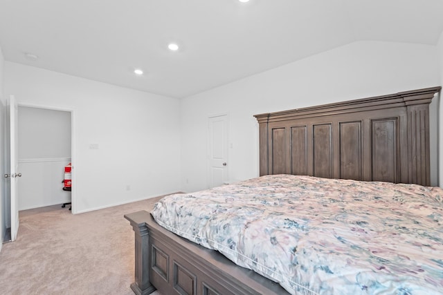 5107 Twin Summit Dr, Rosenberg, TX 77469 - bedroom with light colored carpet, recessed lighting, baseboards, and lofted ceiling