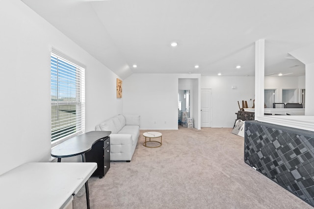 5107 Twin Summit Dr, Rosenberg, TX 77469 - sitting room featuring carpet, recessed lighting, and vaulted ceiling