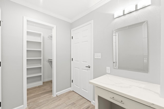 3619 N Braeswood Blvd, Houston, TX 77025 - mudroom featuring light wood-style flooring and ornamental molding
