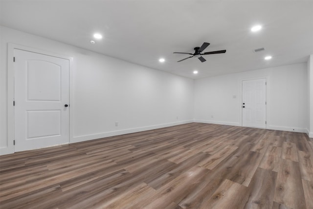 6155 Ridgeway Dr, Houston, TX 77033 - spare room with recessed lighting, a ceiling fan, and wood finished floors