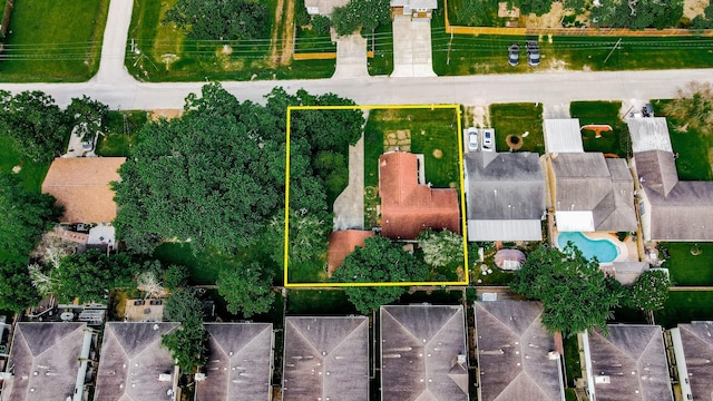 434 Lakeside Dr, Kemah, TX 77565 - aerial perspective of suburban area featuring property boundaries highlighted