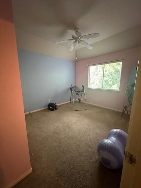 14602 Harcourt Bridge Ct, Houston, TX 77084 - interior space with a ceiling fan, baseboards, and carpet flooring