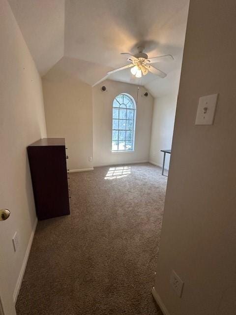 14602 Harcourt Bridge Ct, Houston, TX 77084 - carpeted spare room with lofted ceiling, ceiling fan, and baseboards
