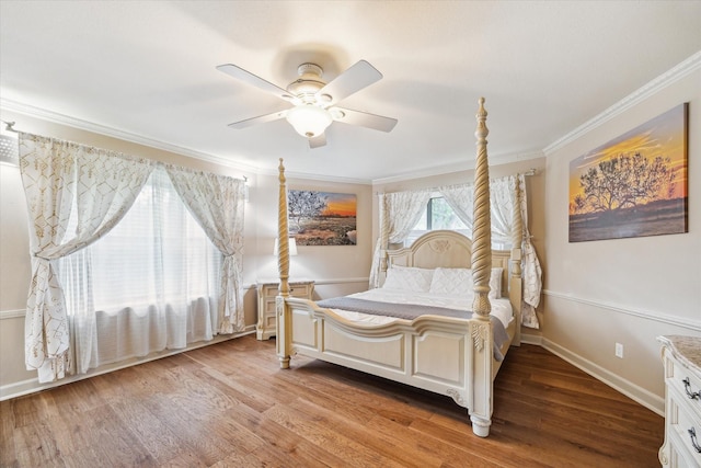 14111 Decker Dr, Magnolia, TX 77355 - bedroom with light wood finished floors, ornamental molding, a ceiling fan, and baseboards