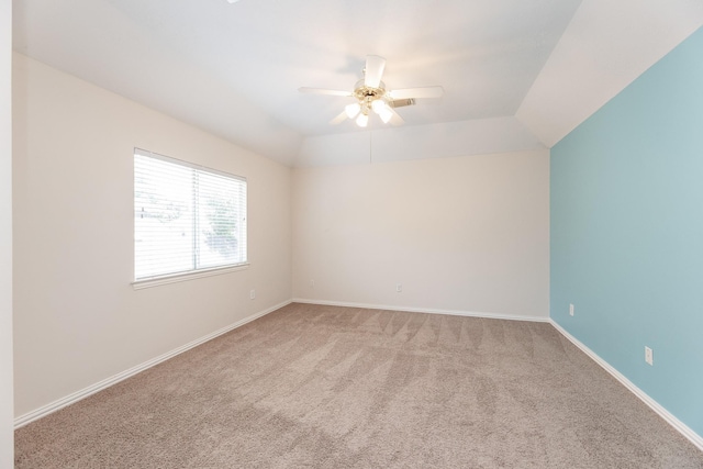 12515 Country Arbor Ln, Houston, TX 77041 - unfurnished room featuring light carpet, a ceiling fan, vaulted ceiling, and baseboards