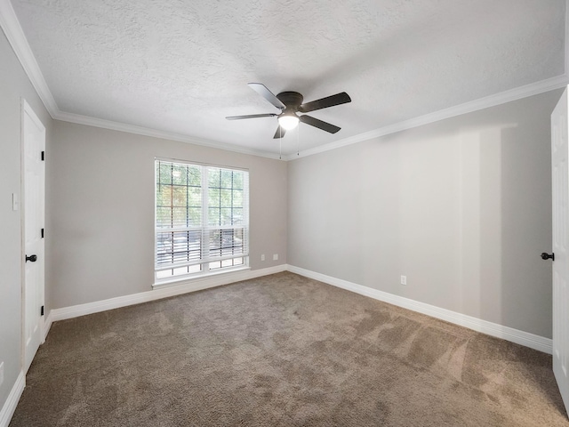 6402 Del Monte Dr Unit 20, Houston, TX 77057 - unfurnished room featuring a ceiling fan, carpet, crown molding, baseboards, and a textured ceiling