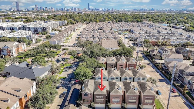 8642 Meadowcroft Dr, Houston, TX 77063 - aerial perspective of suburban area featuring city skyline