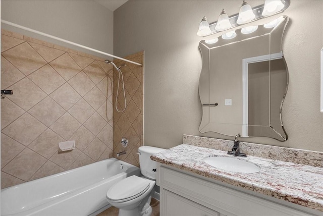 2512 Garnetfield Ln, Friendswood, TX 77546 - bathroom featuring vanity,  shower combination, and toilet