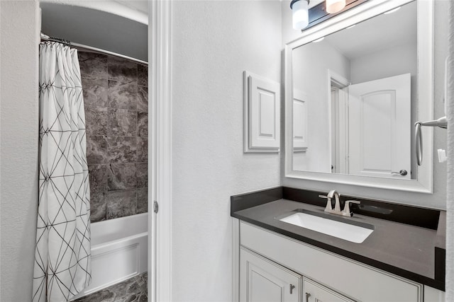 315 Lagarto Way, Pinehurst, TX 77362 - bathroom with vanity and shower / bath combo with shower curtain