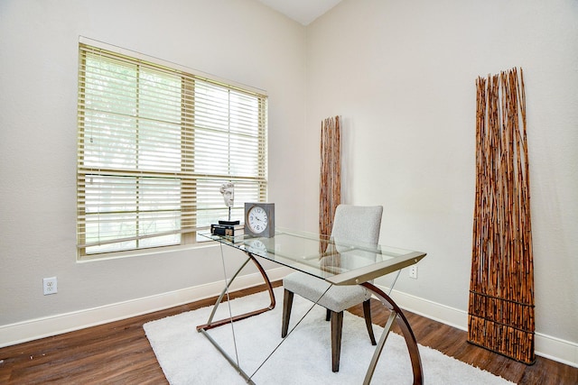 20722 Raven Mist Ct, Katy, TX 77449 - office area featuring wood finished floors and baseboards