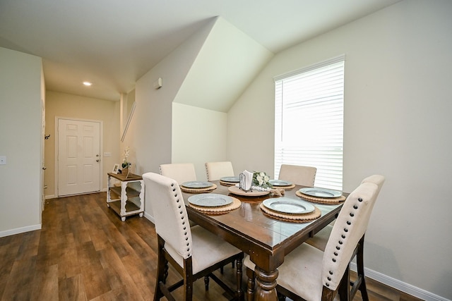 4611 Prairie Chase Dr, Houston, TX 77069 - dining space with wood finished floors, baseboards, recessed lighting, and vaulted ceiling