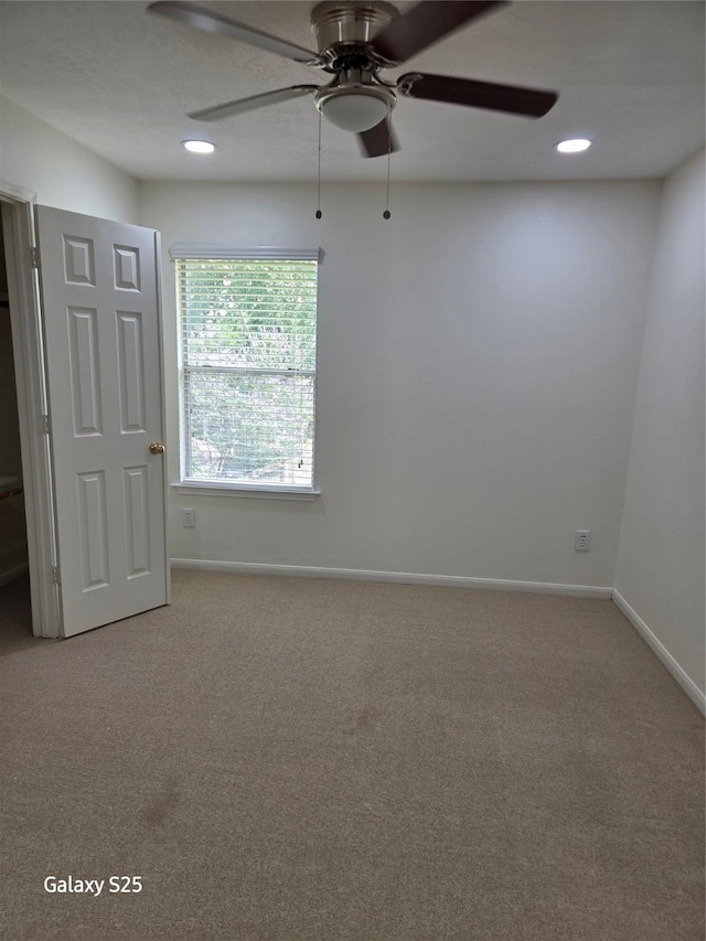 16111 Aberdeen Forest Dr, Houston, TX 77095 - empty room featuring carpet, baseboards, ceiling fan, and recessed lighting