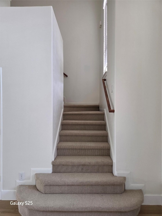 16111 Aberdeen Forest Dr, Houston, TX 77095 - stairs featuring wood finished floors and baseboards