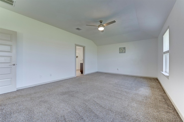 29751 Cayenne Cir, Katy, TX 77494 - carpeted empty room featuring ceiling fan, baseboards, and vaulted ceiling