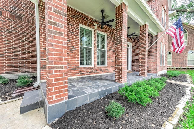 8903 Loch Lomond Ct, Houston, TX 77096 - entrance to property with a ceiling fan and brick siding