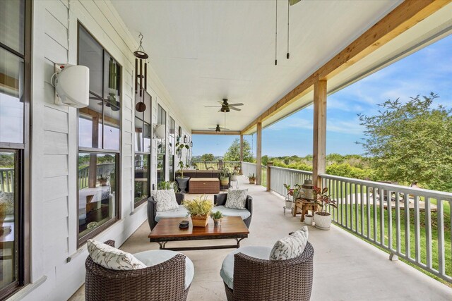 1932 Chappell Ridge Ln, Chappell Hill, TX 77426 - view of patio / terrace with outdoor lounge area and ceiling fan