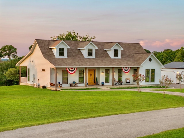 1932 Chappell Ridge Ln, Chappell Hill, TX 77426 - view of front facade with a porch, a lawn, and roof with shingles