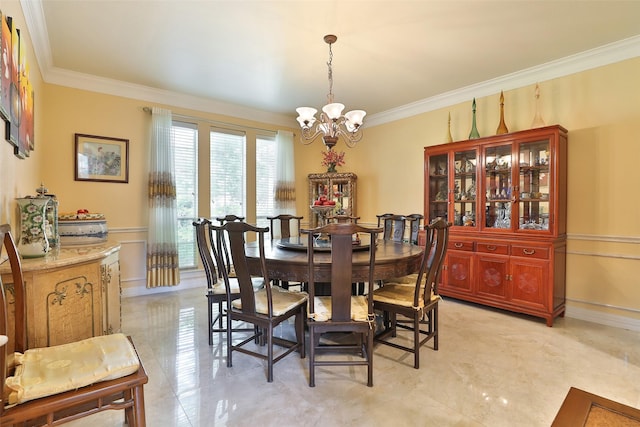 2107 N Shadow Grove Ln, Richmond, TX 77406 - dining space featuring ornamental molding, a chandelier, and baseboards