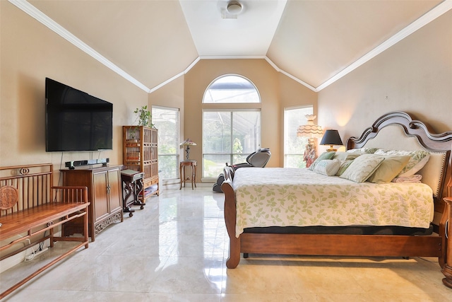 2107 N Shadow Grove Ln, Richmond, TX 77406 - bedroom featuring lofted ceiling and ornamental molding