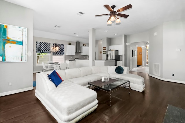 2902 Sycamore Tree Ct, Houston, TX 77345 - living room with baseboards, wood finished floors, ceiling fan, and recessed lighting