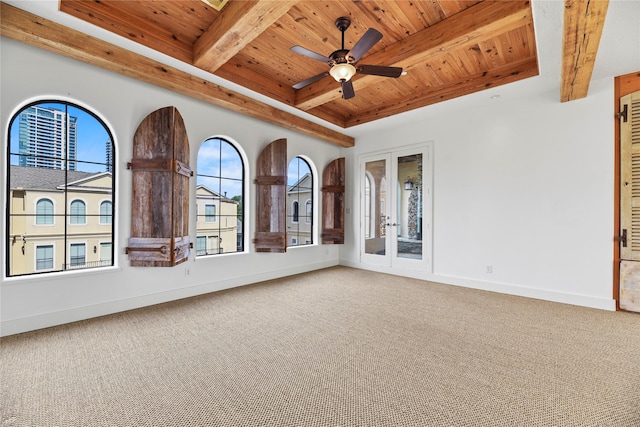 624 Harold St, Houston, TX 77006 - unfurnished sunroom featuring french doors and beamed ceiling