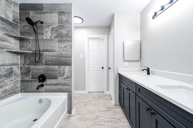 6701 Hidden Colony Ln, League City, TX 77539 - full bathroom with double vanity and  shower combination