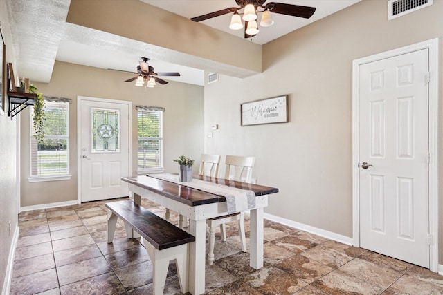 3415 Jack Beaver Rd, Santa Fe, TX 77517 - dining room with ceiling fan and baseboards