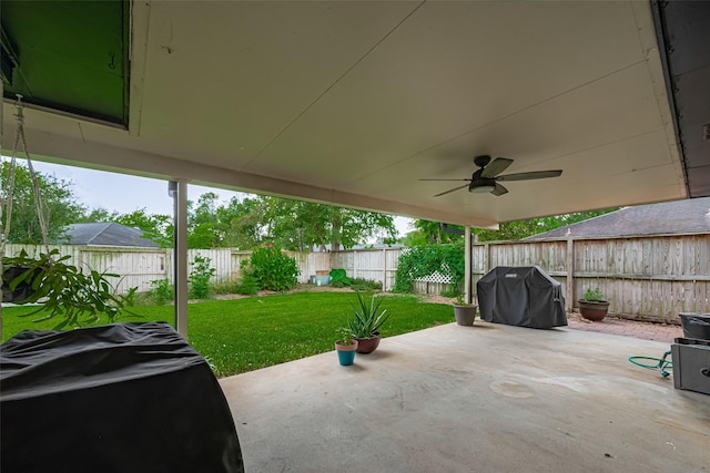 15726 Blackhawk Blvd, Friendswood, TX 77546 - view of patio / terrace featuring area for grilling and a ceiling fan