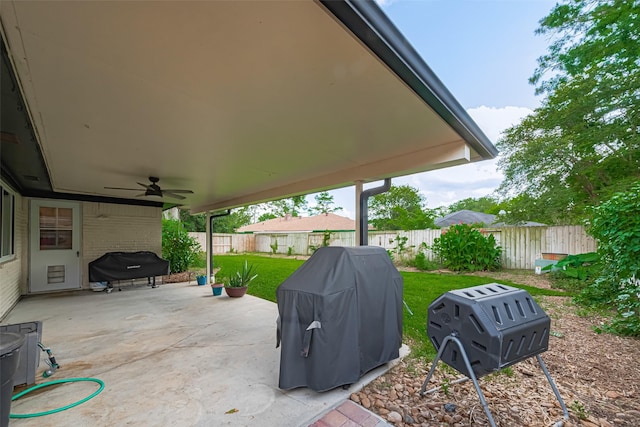15726 Blackhawk Blvd, Friendswood, TX 77546 - view of patio / terrace featuring ceiling fan and a grill