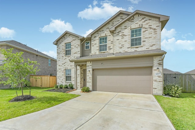 3607 Crosspointe Pass, Angleton, TX 77515 - traditional home featuring an attached garage, concrete driveway, and brick siding