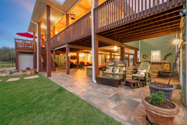 792 W Bayshore Dr, Palacios, TX 77465 - view of patio / terrace with a deck, stairway, and an outdoor hangout area