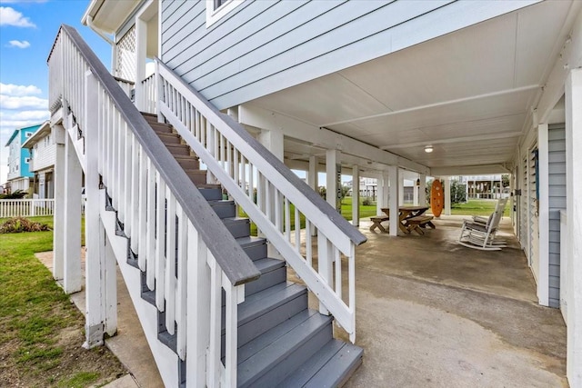 4220 Las Palmas St, Galveston, TX 77554 - view of patio / terrace with stairs