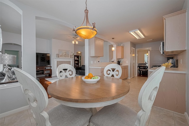11826 Balmorhea Ln, Sugar Land, TX 77498 - dining area with light tile patterned floors and ceiling fan