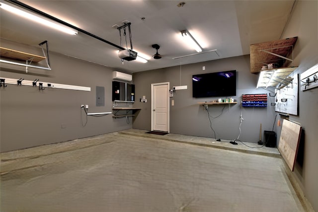 24302 Marisa Ln, Richmond, TX 77406 - garage with a garage door opener, an AC wall unit, and electric panel