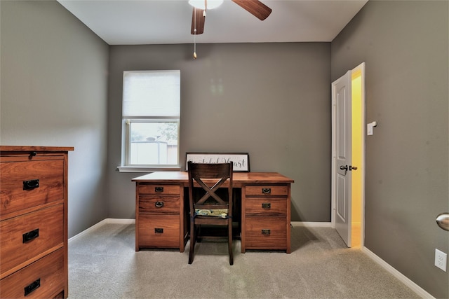 24302 Marisa Ln, Richmond, TX 77406 - office area with a ceiling fan and light carpet