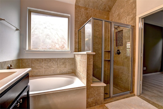 24302 Marisa Ln, Richmond, TX 77406 - full bath featuring a garden tub, a stall shower, and vanity