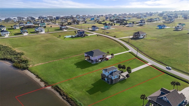 4003 Indian Beach Dr, Galveston, TX 77554 - aerial overview of property's location with property parcel outlined