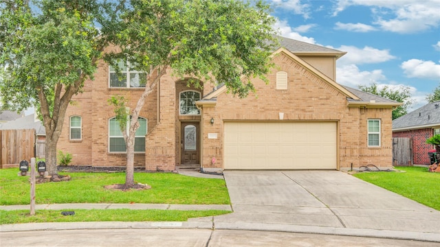 3311 Midway Pass Ct, Spring, TX 77373 - traditional home featuring driveway, an attached garage, brick siding, and a shingled roof