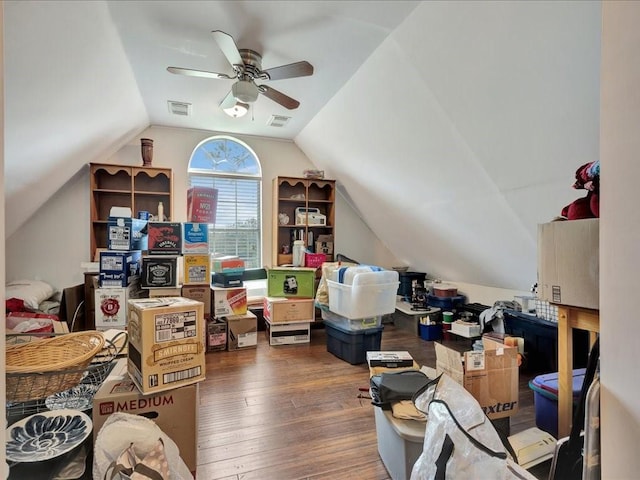 238 Royal Pnes, Lufkin, TX 75904 - additional living space with vaulted ceiling, hardwood / wood-style floors, and a ceiling fan