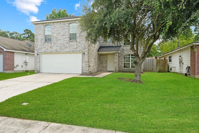 526 Trail Springs Ct, Kingwood, TX 77339 - view of front of property with a garage, concrete driveway, and brick siding