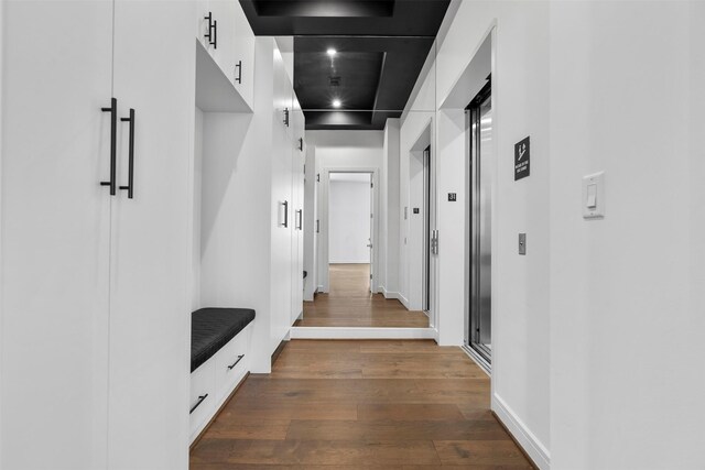 4521 San Felipe St Unit 3101, Houston, TX 77027 - hallway featuring dark wood-style floors and elevator
