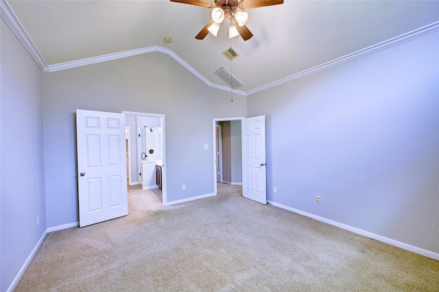 24430 Silverton Valley Ln, Katy, TX 77494 - unfurnished bedroom with carpet, baseboards, ornamental molding, attic access, and a ceiling fan