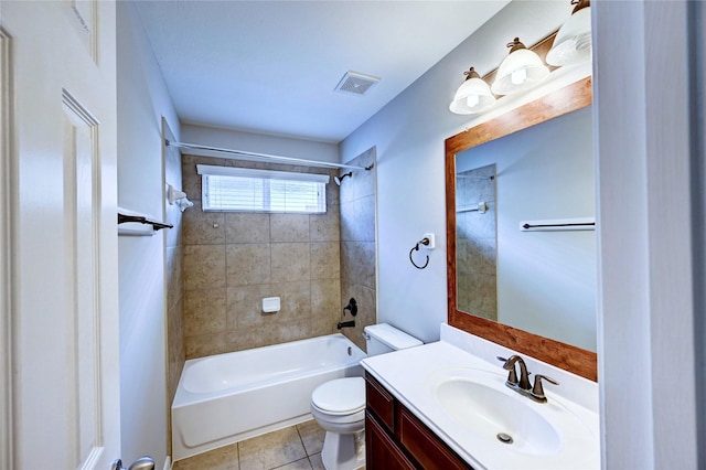 24430 Silverton Valley Ln, Katy, TX 77494 - full bathroom with toilet, shower / bath combination, vanity, and tile patterned floors