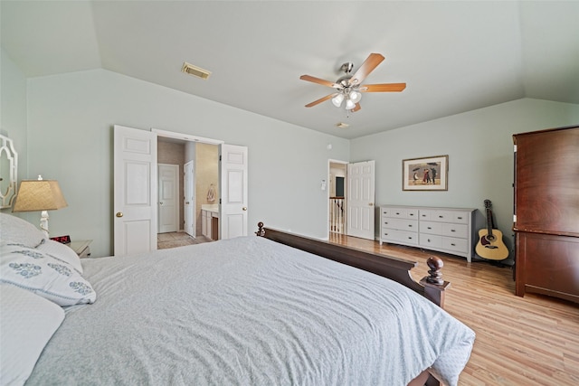 5325 High Bank Dr, Corpus Christi, TX 78413 - bedroom with lofted ceiling, wood finished floors, and ceiling fan