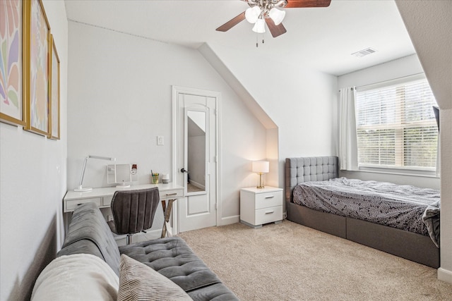 110 Deer Plain Dr, Spring, TX 77389 - bedroom featuring light colored carpet, a ceiling fan, and lofted ceiling