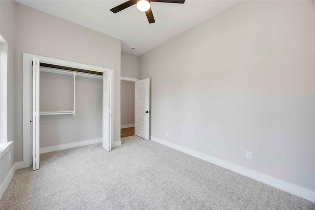 3711 Bain St, Houston, TX 77026 - unfurnished bedroom featuring carpet flooring, a closet, a ceiling fan, and baseboards