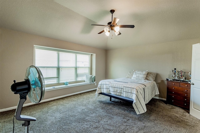 2039 Wembley Way, Rosenberg, TX 77471 - carpeted bedroom featuring lofted ceiling, baseboards, and a ceiling fan