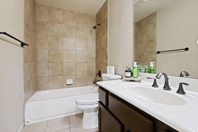 9115 E Lakeside Dr, Magnolia, TX 77354 - full bathroom with toilet, vanity, tile patterned flooring, and washtub / shower combination